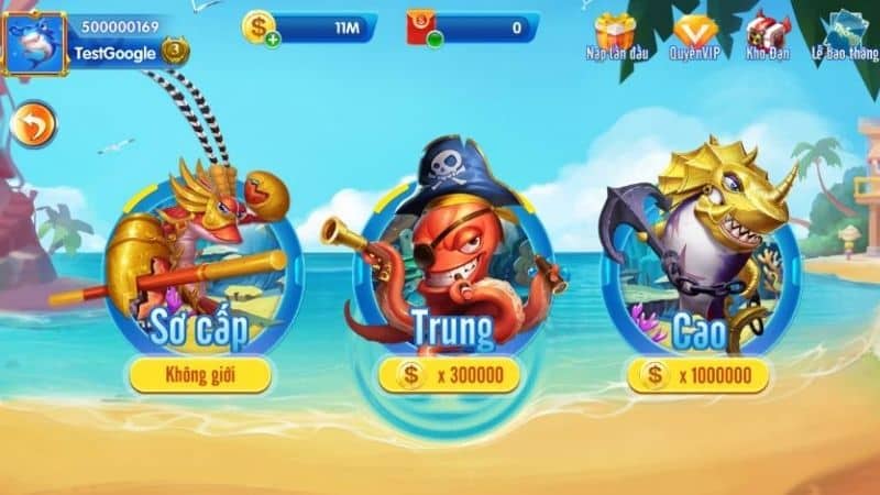 Sử dụng vũ khí từ súng cơ bản đến pháo mạnh mẽ để chinh phục mọi loài cá.